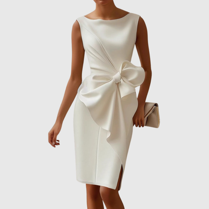 Vestido Midi Con Corte Ajustado Y Detalle De Lazo En La Cintura Para Mujer | Ideal Para Eventos Y Ocasiones