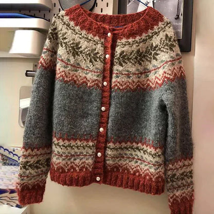 Cárdigan con Botones y Diseño Geométrico para Mujer | Ideal para la Temporada Fría