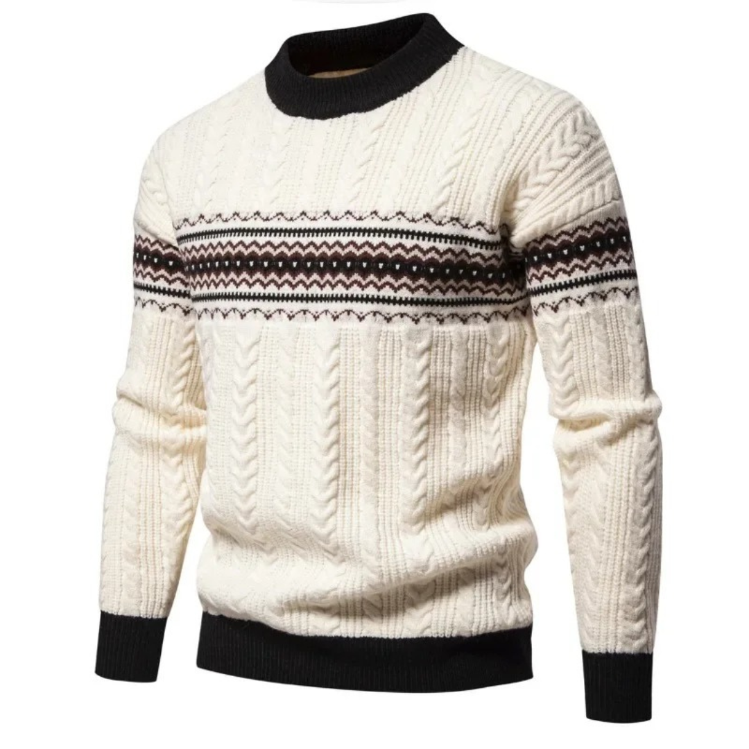 Jersey Con Motivo Nórdico Horizontal Y Estructura Trenzada Para Hombre | Ideal Para Uso Diario En Clima Fresco