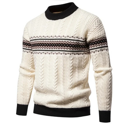 Jersey Con Motivo Nórdico Horizontal Y Estructura Trenzada Para Hombre | Ideal Para Uso Diario En Clima Fresco