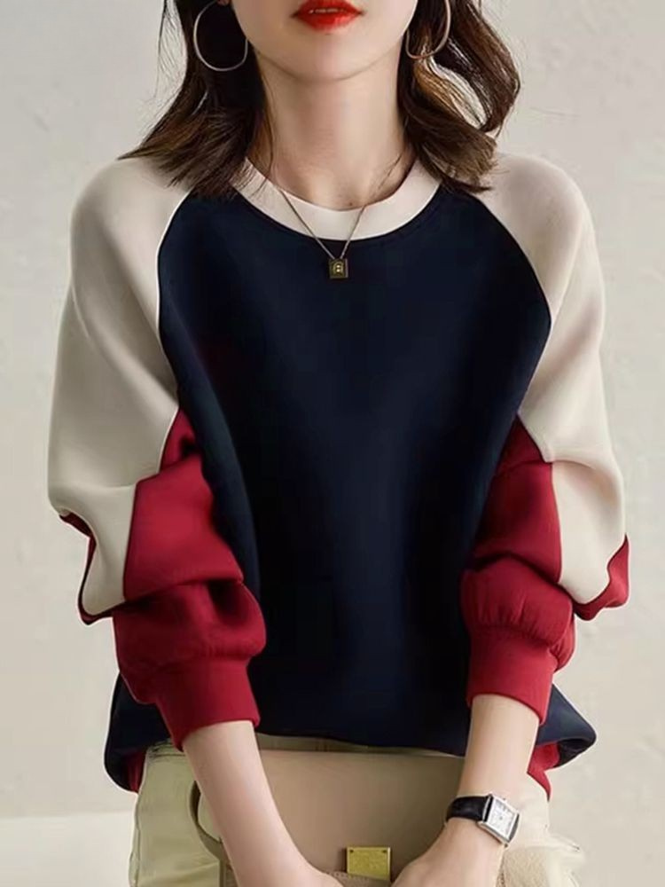 Jersey De Manga Larga Con Diseño Patchwork Para Mujer | Ideal Para Uso Diario Y Superposición