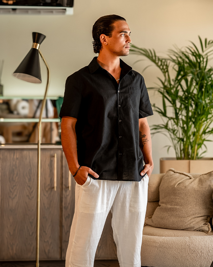 Chemise À Manches Courtes Avec Camisa de Manga Corta con Cierre Abotonado para Hombres | Ideal para Clima CálidoCoupe Droite Pour Hommes | Idéale Pour La Saison Chaude Et Les Usages Quotidiens
