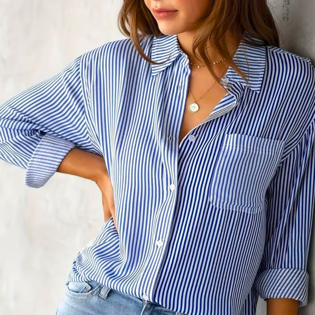 Blusa con Motivo Rayado y Corte Amplio para Mujer | Ideal para Uso Diario o Actividades Informales