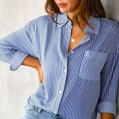 Blusa con Motivo Rayado y Corte Amplio para Mujer | Ideal para Uso Diario o Actividades Informales