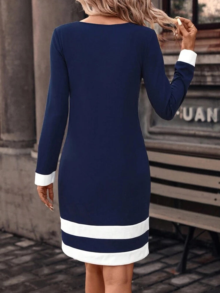 Vestido de Punto con Manga Larga y Corte Ajustado para Mujer | Ideal para Uso Diario