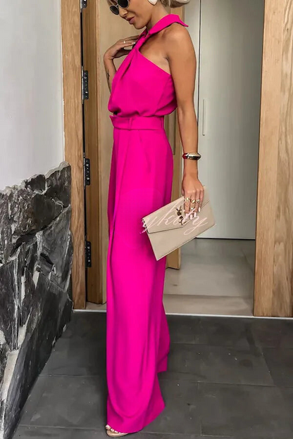 Mono con Cuello Halter y Piernas Anchas para Mujer | Ideal para Eventos y Salidas