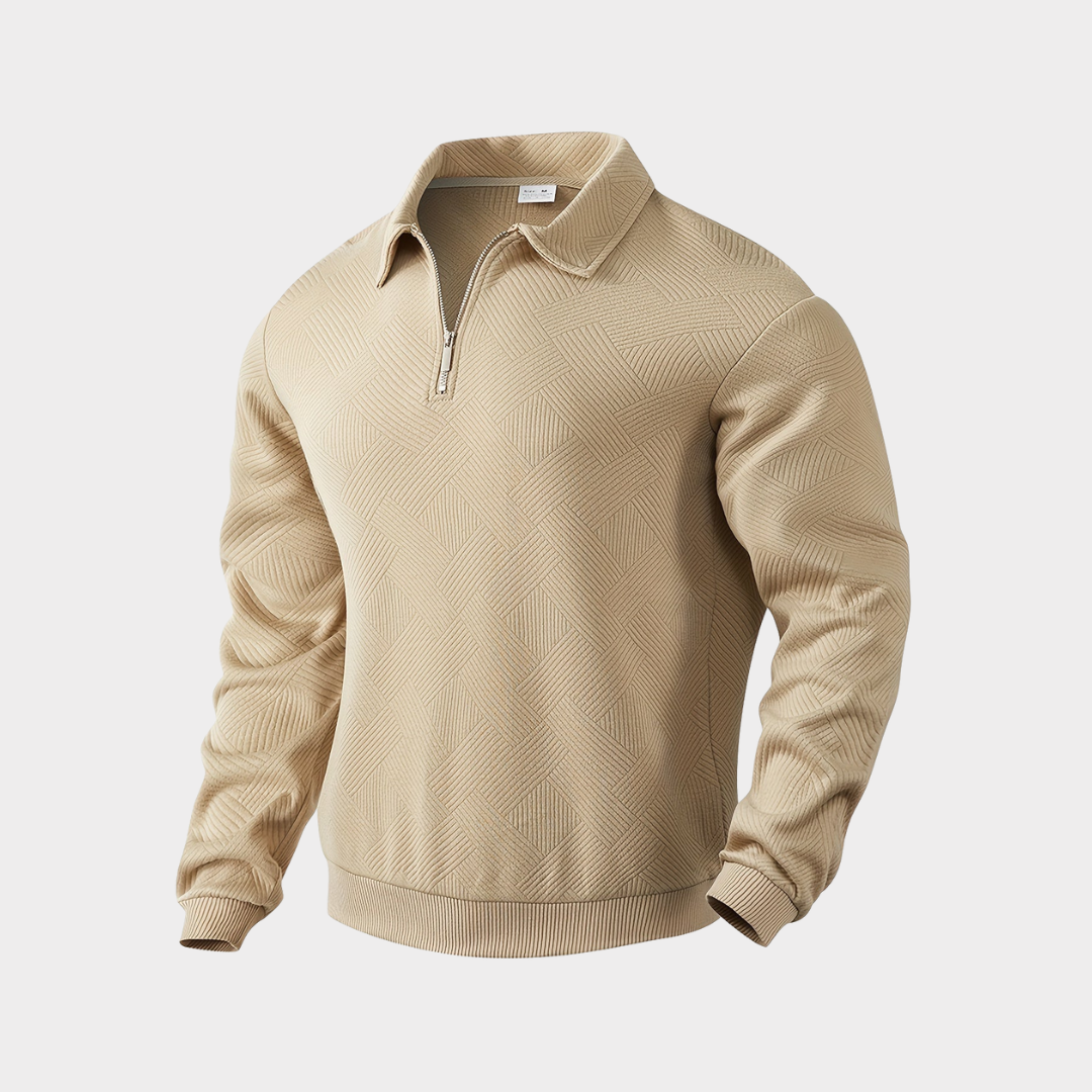 Sudadera De Corte Amplio Con Motivo Geométrico Y Cuello Con Media Cremallera Para Hombres | Ideal Para Uso Diario E Informal