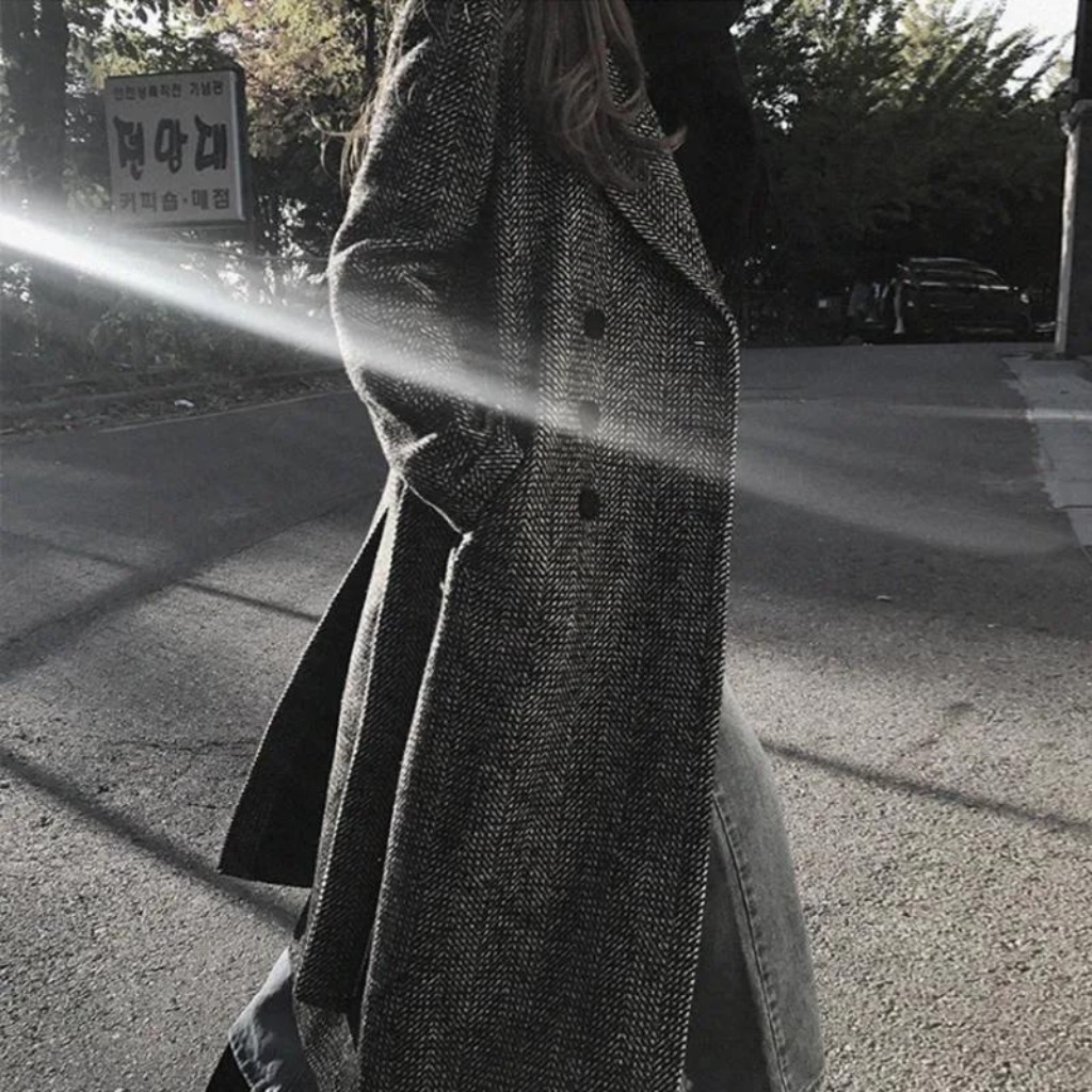 Abrigo Largo Con Motivo De Cuadros Para Mujer | Ideal Para Invierno