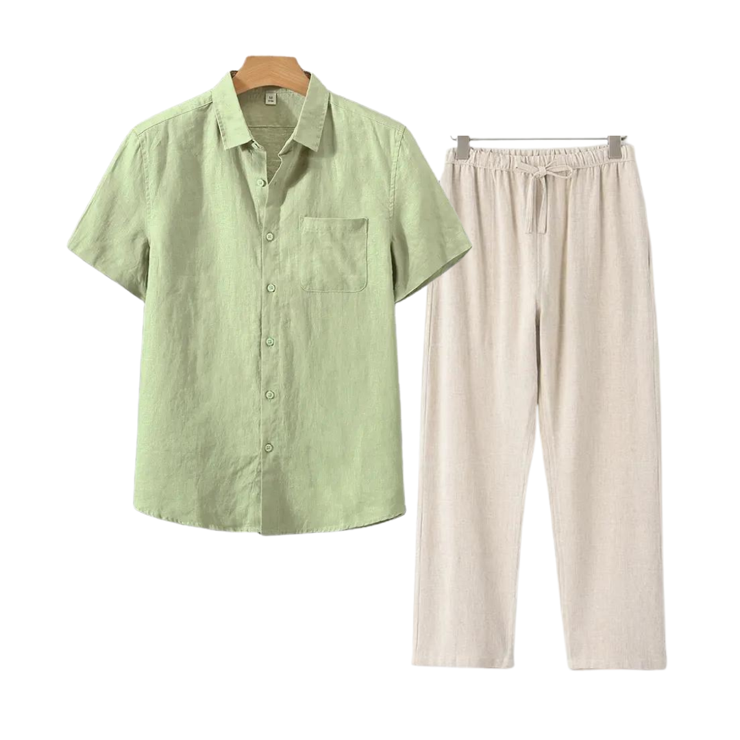 Ensemble Avec Chemise Et Pantalon Droit Pour Hommes | Idéal Pour L’Été