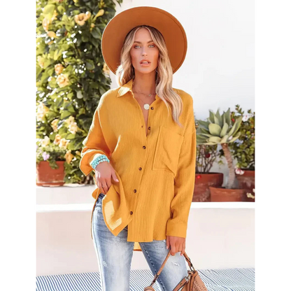 Camisa Con Corte Recto Y Mangas Largas Para Mujer | Ideal Para Uso Diario Y Profesional