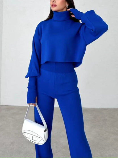 Conjunto de Top de Manga Larga y Pantalón de Corte Amplio para Mujer | Ideal para Uso Diario y Momentos en Casa