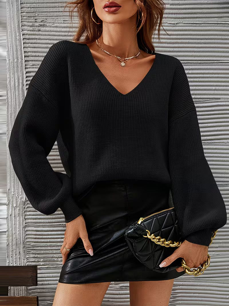 Jersey Con Cuello En V Y Hombros Caídos Para Mujer | Ideal Para Uso Diario