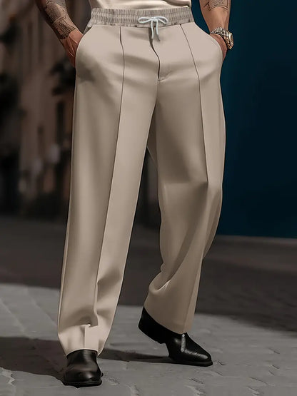 Pantalón Casual de Corte Recto y Amplio con Cintura Elástica para Hombre | Ideal para Uso Diario