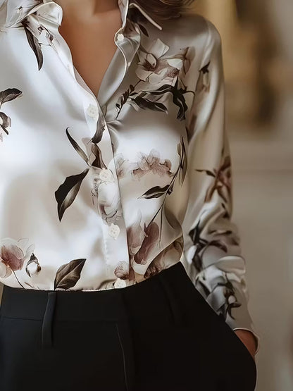 Blusa de Mangas Largas con Estampado Floral para Mujeres | Ideal para Uso Diario y Contextos Profesionales