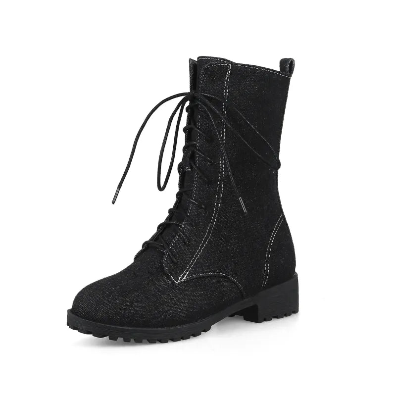 Botines Con Cordones Y Tacón Bajo Para Mujer | Ideal Para Uso Diario Y Trabajo