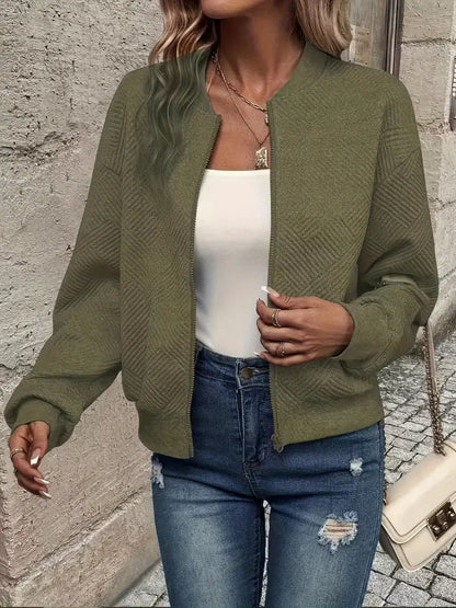 Chaqueta Con Cremallera Frontal Y Corte Holgado Para Mujer | Ideal Para Uso Diario O Entretiempo