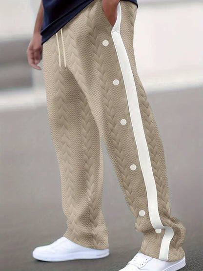 Pantalón de Corte Amplio con Botones Laterales y Cintura Elástica para Hombre | Ideal para Uso Diario