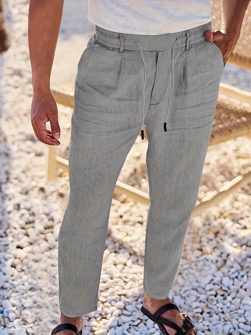 Pantalón Casual de Corte Amplio con Cintura Elástica y Cordón para Hombre | Ideal para Uso Diario