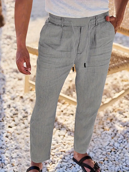Pantalón Casual de Corte Amplio con Cintura Elástica y Cordón para Hombre | Ideal para Uso Diario