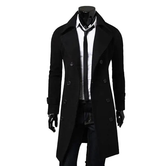 Trench-Coat De Doble Botonadura Con Cinturón Ajustable Para Hombre | Ideal Para Uso Diario Y Urbano