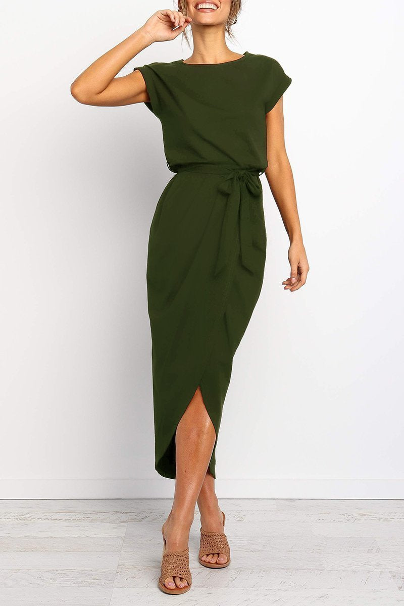 Vestido Midi Cruzado Con Cinturón Para Mujer | Ideal Para Uso Diario Y Diferentes Ocasiones