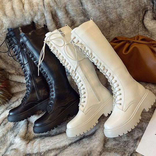 Botas Altas Hasta La Rodilla para Mujer con Diseño Funcional | Ideal para Uso Diario