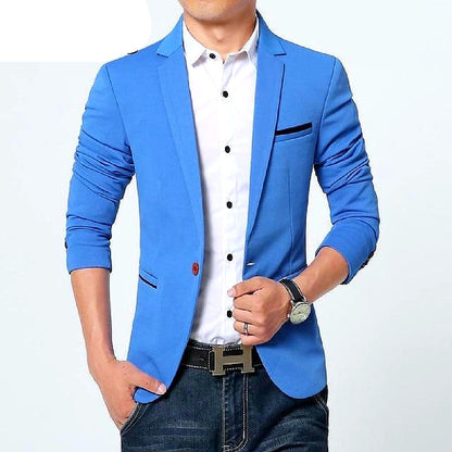 Blazer Ajustado Con Solapa Simple Para Hombre | Ideal Para Uso Profesional Y Ocasiones Variadas