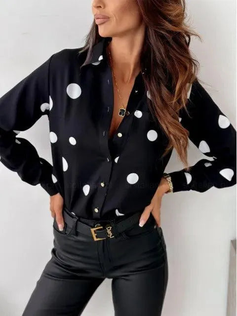 Blusa de Lunares con Corte Clásico Para Mujer | Ideal Para Uso Diario y Diferentes Ocasiones