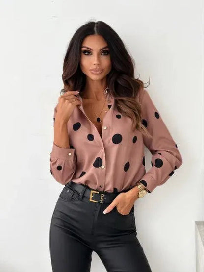 Blusa de Lunares con Corte Clásico Para Mujer | Ideal Para Uso Diario y Diferentes Ocasiones