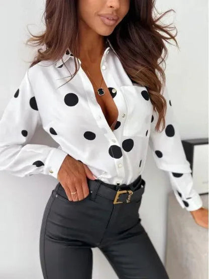 Blusa de Lunares con Corte Clásico Para Mujer | Ideal Para Uso Diario y Diferentes Ocasiones