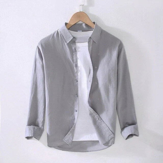Camisa De Manga Larga Con Cuello Clásico Y Corte Recto Para Hombre | Ideal Para Uso Diario Y Actividades Informales