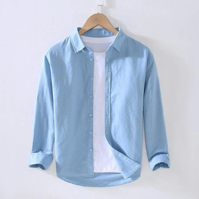 Camisa De Manga Larga Con Cuello Clásico Y Corte Recto Para Hombre | Ideal Para Uso Diario Y Actividades Informales