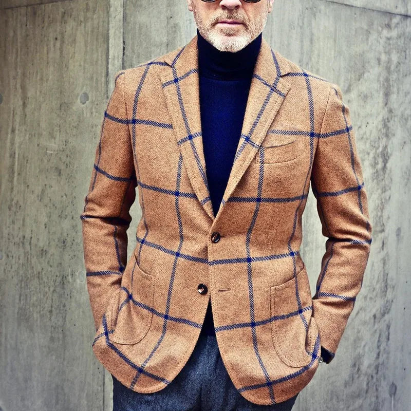 Blazer De Cuadros Con Corte Estructurado Para Adultos | Ideal Para Uso Diario En Otoño
