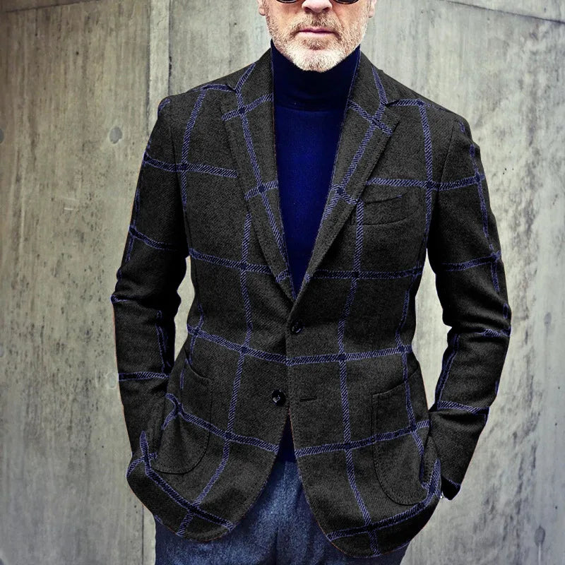 Blazer De Cuadros Con Corte Estructurado Para Adultos | Ideal Para Uso Diario En Otoño