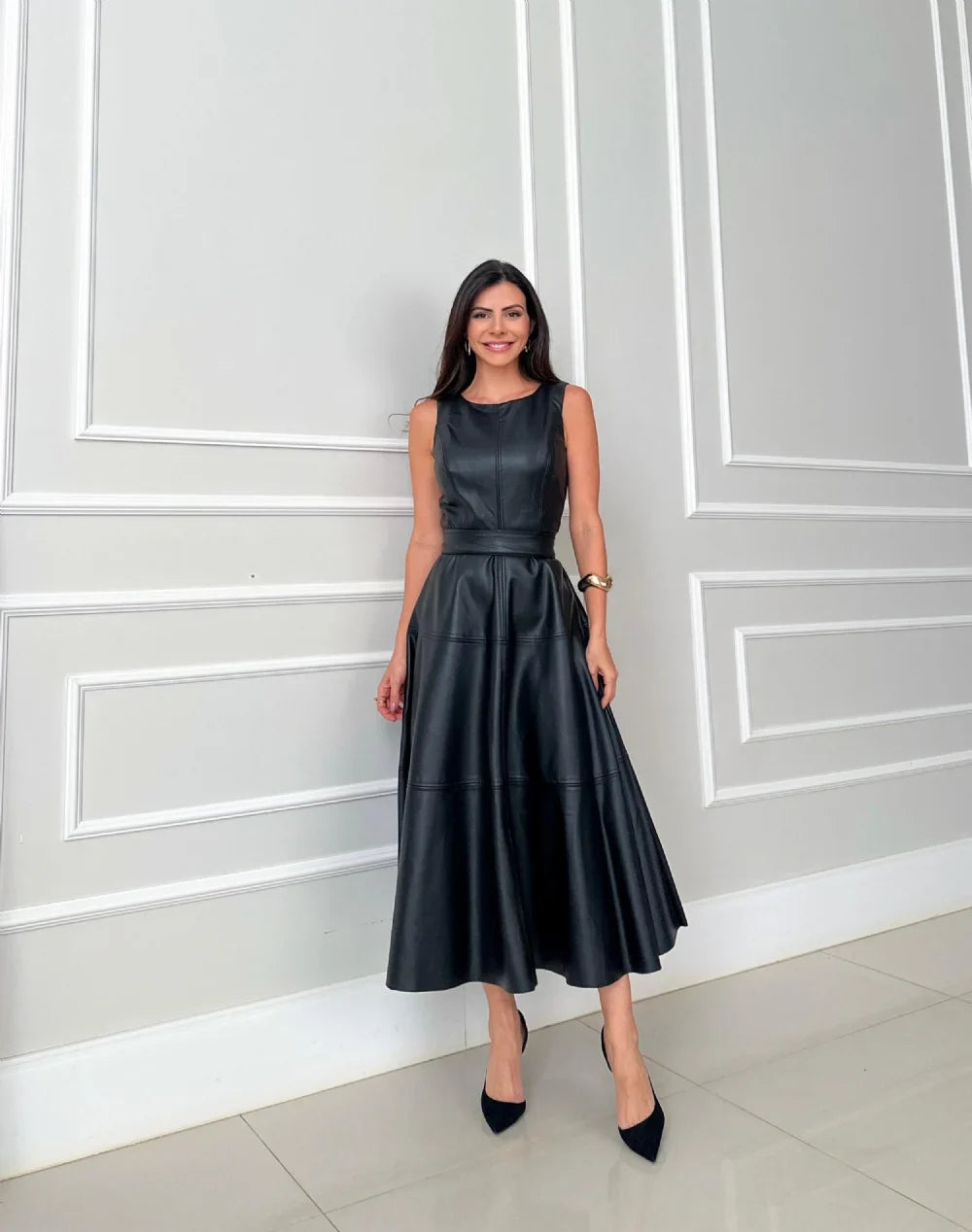Vestido Midi Sin Mangas Con Corte Ajustado Para Mujer | Ideal Para Uso Diario O Profesional