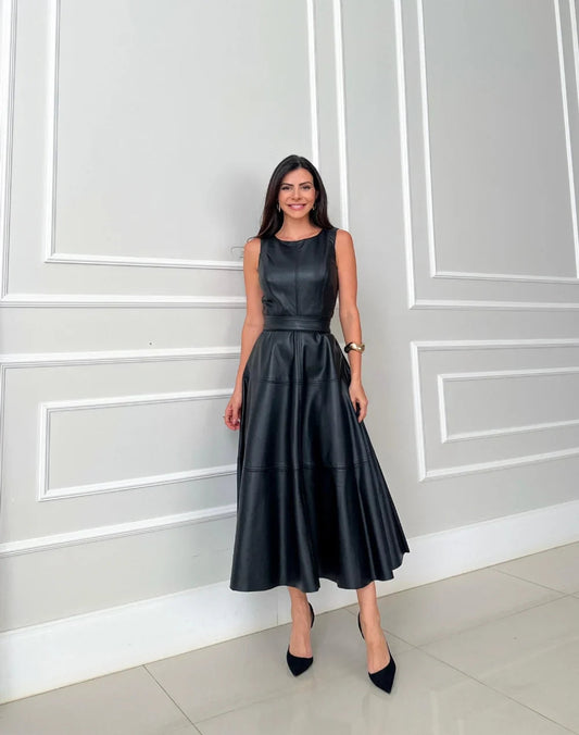 Vestido Midi Sin Mangas Con Corte Ajustado Para Mujer | Ideal Para Uso Diario O Profesional