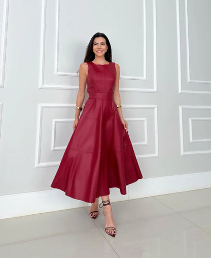 Vestido Midi Sin Mangas Con Corte Ajustado Para Mujer | Ideal Para Uso Diario O Profesional
