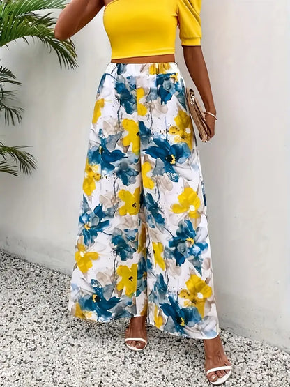 Pantalón Ancho con Estampado Floral Integral para Mujer | Ideal para Días Cálidos y Salidas Informales