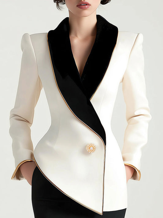 Blazer Entallado Con Corte Ligeramente Amplio Y Diseño Asimétrico Para Mujer | Ideal Para Uso Profesional O Diario