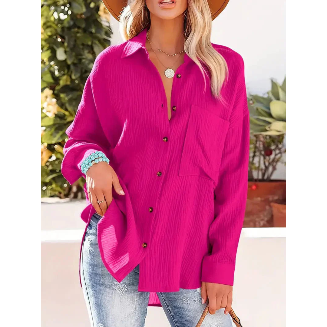 Camisa Con Corte Recto Y Mangas Largas Para Mujer | Ideal Para Uso Diario Y Profesional