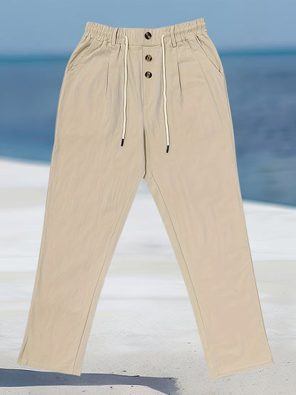 Pantalón de Pierna Ancha con Cintura Elástica y Cordón para Hombre | Ideal para Uso Diario