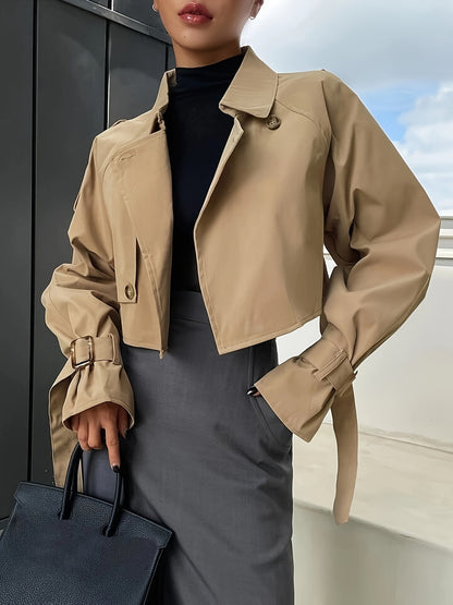 Trench Corto con Cierre Asimétrico y Detalles de Hebilla para Mujer | Ideal para Uso Diario y Eventos Formales