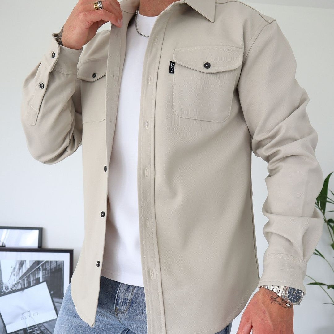 Sobrecamisa Con Bolsillos En El Pecho Y Cierre Abotonado Para Hombre | Ideal Para Uso Diario