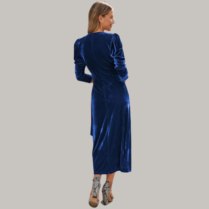 Vestido Midi con Corte Cruzado y Cuello en V para Mujer | Ideal para Eventos Nocturnos