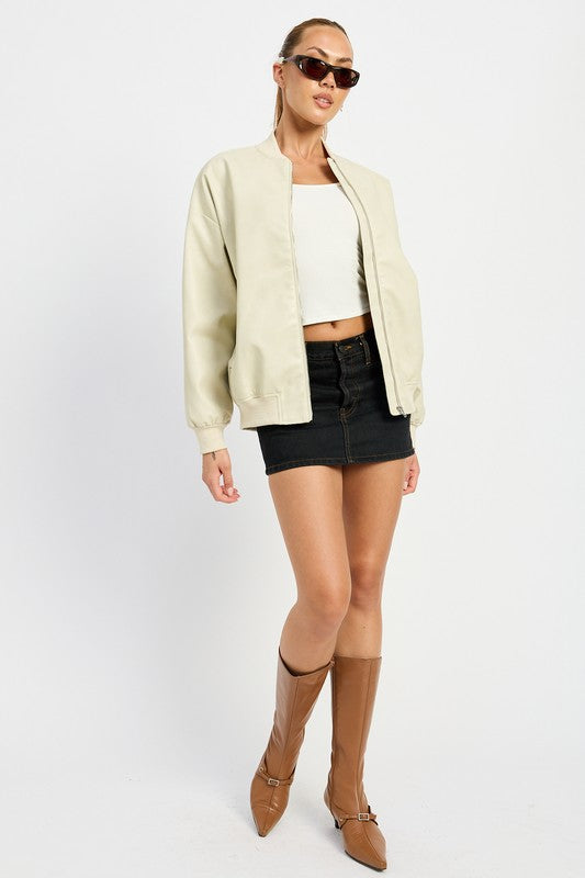 Bomber De Corte Recto Con Cierre Completo Para Mujer | Ideal Para Uso Diario Y Desplazamientos