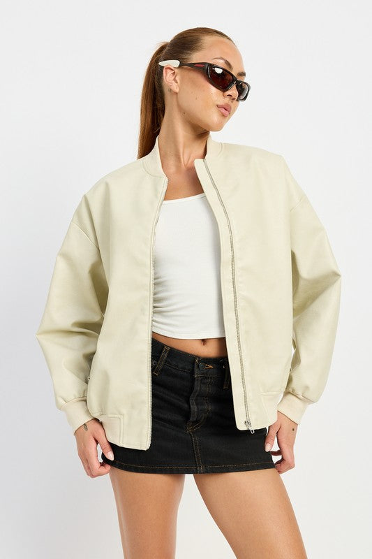 Bomber De Corte Recto Con Cierre Completo Para Mujer | Ideal Para Uso Diario Y Desplazamientos