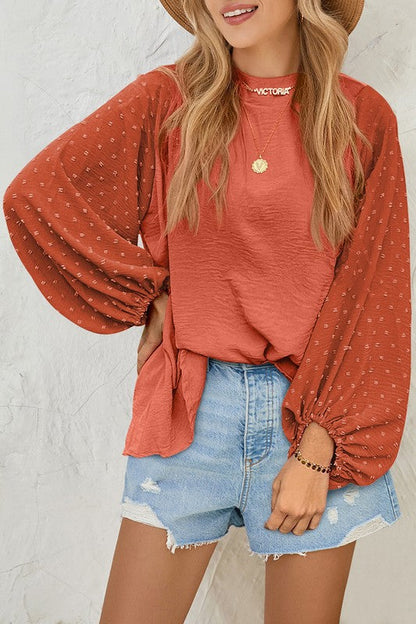 Blusa Con Textura De Puntos Suizos Y Corte Amplio Para Mujer | Ideal Para Uso Diario Y Oficina