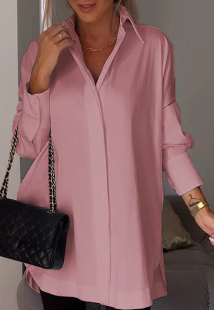 Blusa Con Corte Relajado Y Abertura En El Dobladillo Para Mujer | Ideal Para Uso Diario E Informal