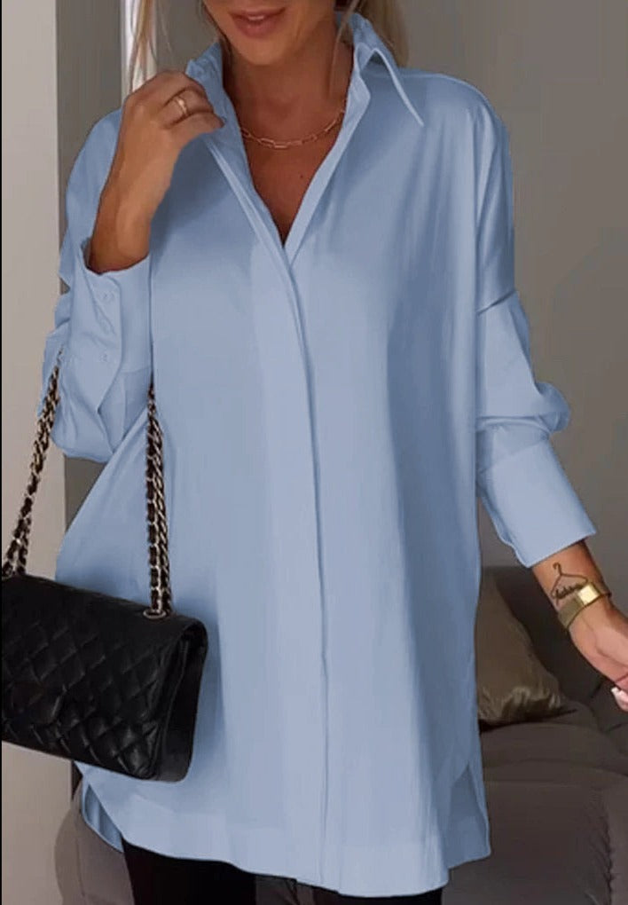 Blusa Con Corte Relajado Y Abertura En El Dobladillo Para Mujer | Ideal Para Uso Diario E Informal