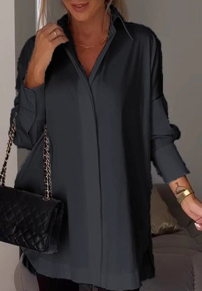 Blusa Con Corte Relajado Y Abertura En El Dobladillo Para Mujer | Ideal Para Uso Diario E Informal